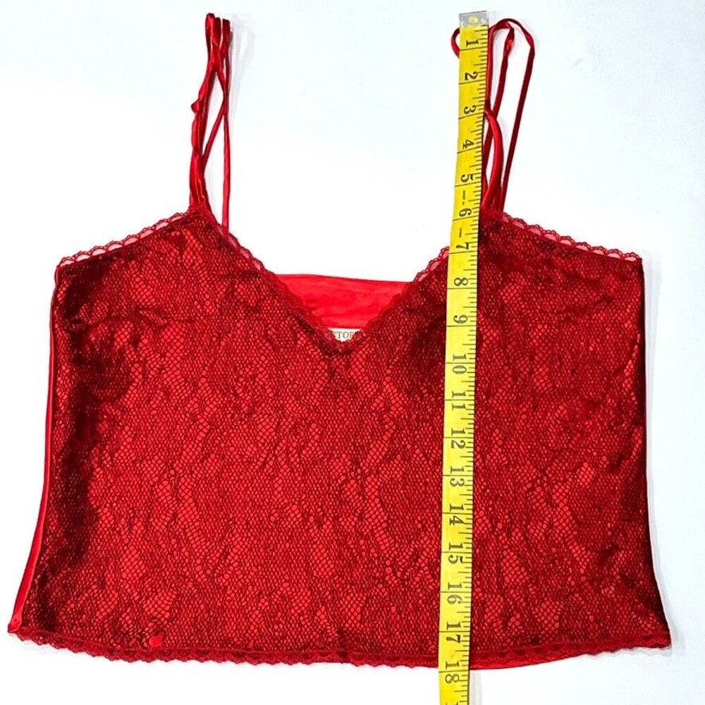 Vintage Victoria’s Secret Gold Label Red Satin Lace Cami Panty Set Small Y2K - Picture 7 of 12